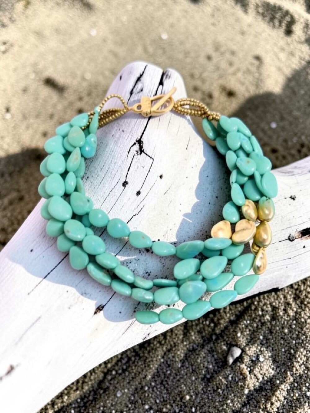 NEW! Multi-Strand Beaded Necklace with Gold Accents